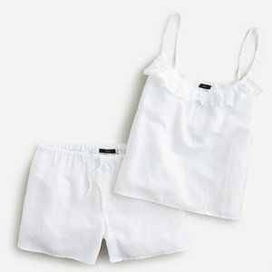 NWT J. Crew Cotton-linen tank ruffle pajama set